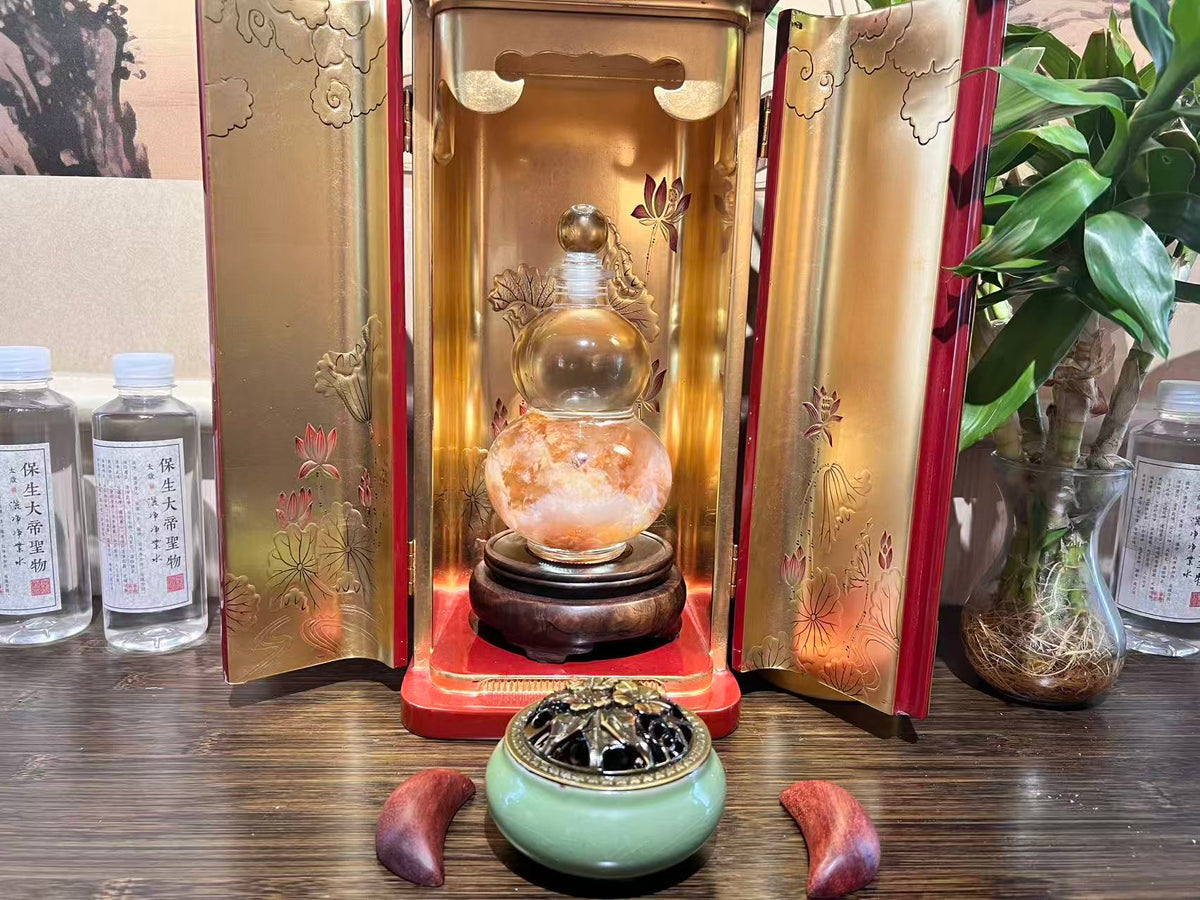 Jade Taisui Large Gourd Ornament | Taisui Star Lord Tabletop Offering | Kunlun Jade-Mineral Symbiosis | Taoist Cultural Display | Xiyi